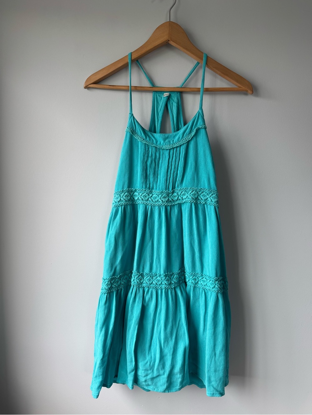 (S) Turquoise Sundress with Crochet Trim